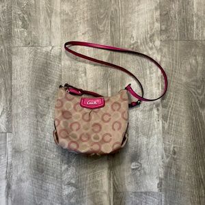 Gently used Coach purse, tan and pink